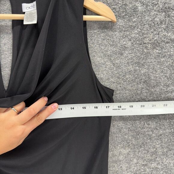 Cache Dress Women 6 Black Shift Short Rhinestone Sleeveless V-Neck Hook & Eye - Picture 4 of 6